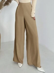 Firerie Elegant Casual Commuter Versatile Luxury Vintage High-Waisted Pleated Wide-Leg Pants, Autumn/Winter - Khaki - View 4