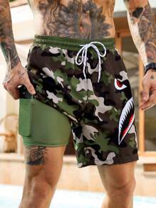 Manfinity Swimmode Pantalón corto casual de playa para hombres, minimalista y de moda para uso diario, hawaiano