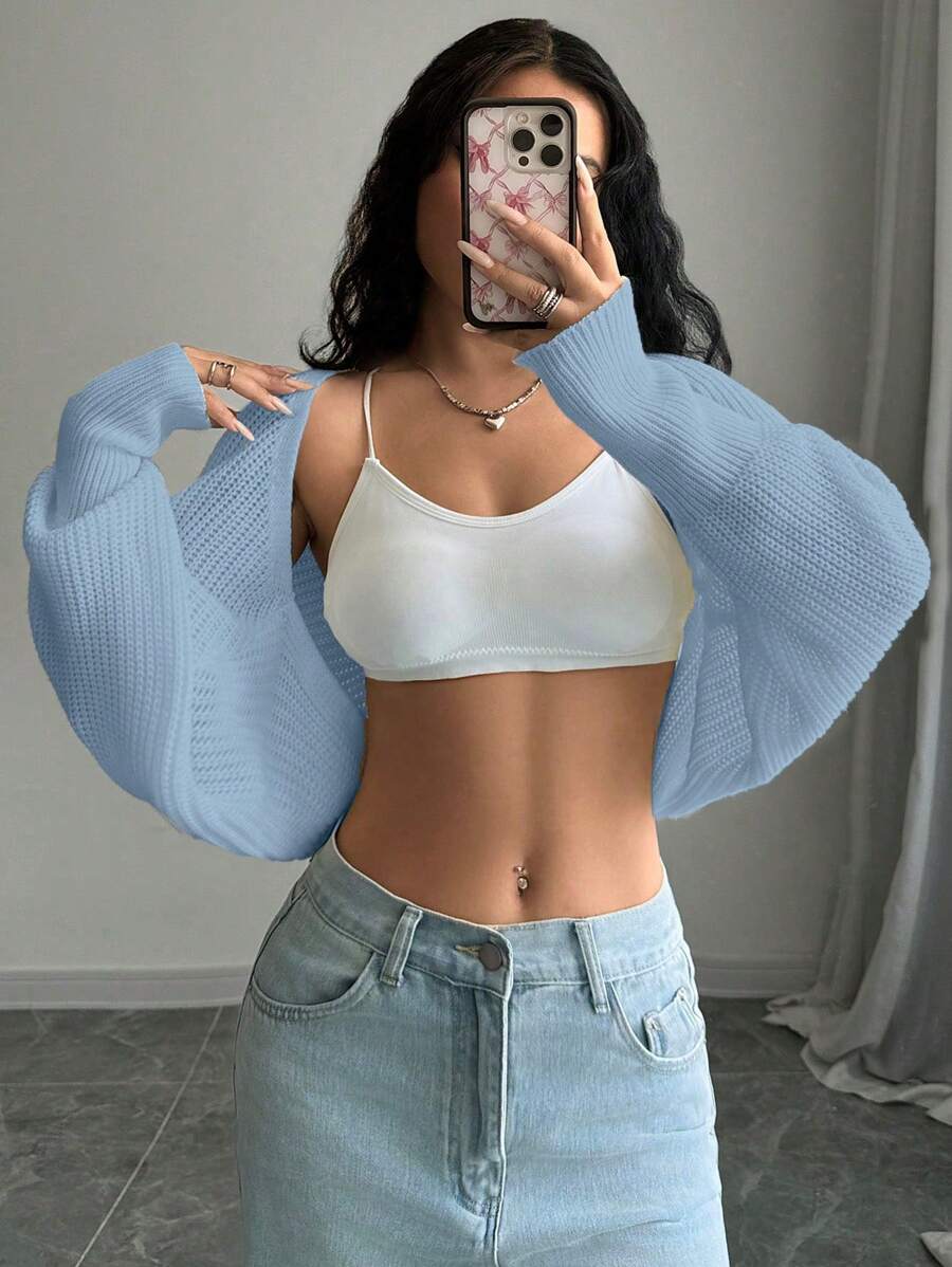 Lunelith SHEIN Lunessa Vielseitiger Lässig einfarbiger kurzer Bolero