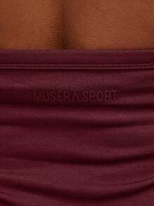 Musera Sport Seamless Halterneck Strap Fitted Activewear Crop Top, Padel, Tennis, Pickleball Gym Fitness Winter - Burgundy - View 4