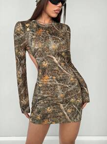 StreetHx Women's Leopard Print Bare Back Stylish Crop Mini Dress - Multicolor - View 6