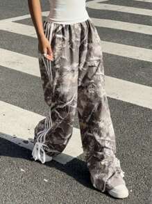 SHEIN EZwear Women's Autumn/Winter New Leopard Print Flare Pants