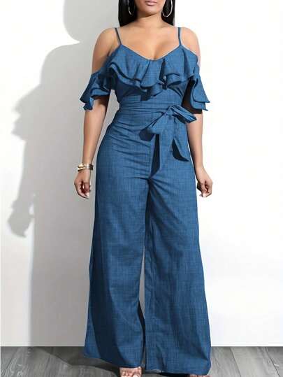 SHEIN Tall 1pc Women Loose Solid Color Casual Jumpsuit, For Tall