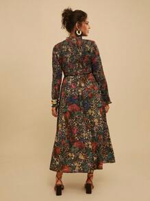 SHEIN VCAY 大码长袖休闲连衣裙，简约时尚，适合日常穿着 - 彩色 - 查看 2