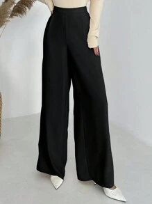 Firerie Quần ống rộng xếp ly cạp cao cổ điển thanh lịch, giản dị, đa năng, sang trọng, thời trang thu đông - màu đen - Xem 4