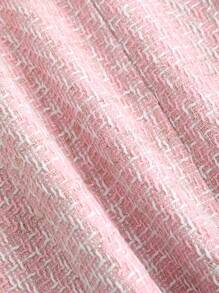 Sweetra Women's Fashion Elegant High-Quality Pink Tweed Bow Decor Tube Mini Dress, Versatile - Pink - View 6