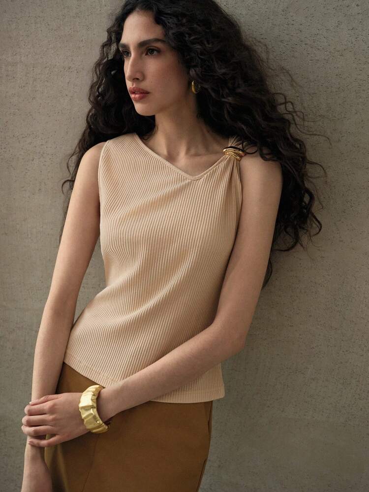 METAL DECOR RIBBED TANK TOP