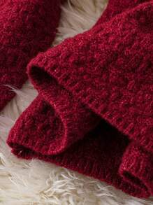 Chiquease Cárdigan casual minimalista rojo angular para mujer de otoño/invierno - Color caoba - Ver 4
