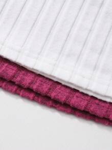 Teen Girl Casual Solid High Neck Ribbed T-Shirt, Winter Top - Multicolor - View 3