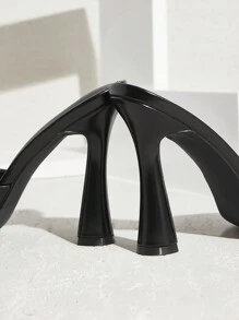 SHUZIA 女士鱼头粗跟日常性感优雅 PU 黑色高跟凉鞋 - 黑色 - 查看 5