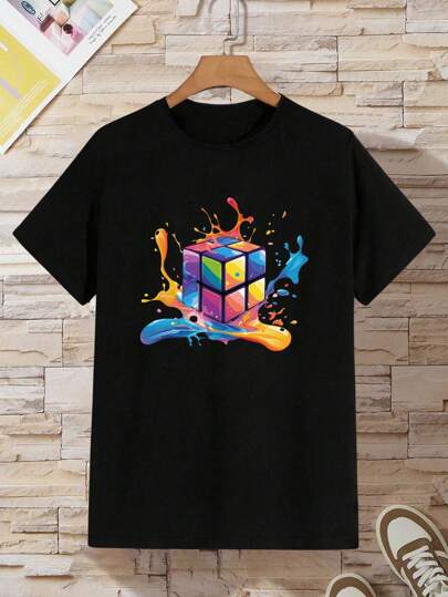 Teen Boy Round Neck Short Sleeve Printed Casual T-Shirt Summer Holiday