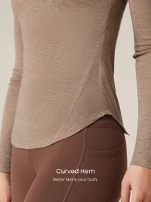 GLOWMODE Merino Wool Warm Comfort Slim Fit Curved Hem Long-Sleeve Active Tee Daily Casual Machine Washable