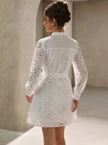 Aveloria Rosie Vestido Camisero Bordado Y Con Cinturón De Mujer Con Transparencias