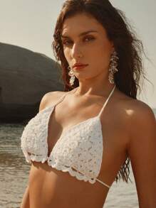 Anewsta Women Solid Color Bikini Set For Beach Summer Vacation - White - View 3