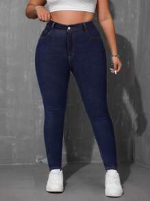 SHEIN EZwear Plus Size Casual Denim Jeans, Minimalist Fashion For Everyday Wear