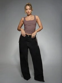 MISSGUIDED Baseball Ruched Side Active Top - Mauve Purple - View 6