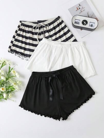 Lowkey Lull 3件套女士休闲条纹家居服睡裤套装