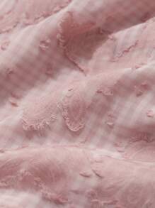 DAZY 女士 V 领花卉泡泡袖中长 A 字连衣裙 太阳裙 - 粉色 - 查看 8