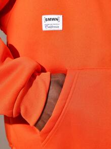 SUMWON Los Angeles Urban Streetwear Hooded Sweatshirt Large Back Print Pullover Winter Fall Oversized Casual Comfortable Athletic Wear - Orange - View 6