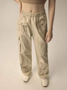 Forever 21 休闲百搭纯色直筒工装裤 - 卡其色 - 查看 6