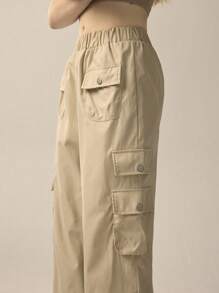 Forever 21 休闲百搭纯色直筒工装裤 - 卡其色 - 查看 10