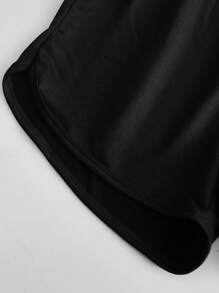 INAWLY Drawstring Waist Track Shorts - Black - View 4