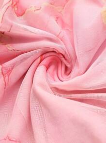 Rafferiza 女士长袖网眼连衣裙，露肩优雅美人鱼连衣裙 - 粉色 - 查看 6