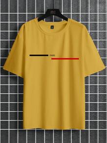 Manfinity Homme 大码男士字母印花圆领短袖休闲 T 恤