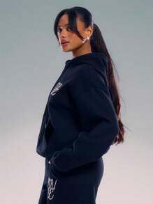 MUSERA Logo Embroidery Zip Through Sweatshirt - Black - View 2