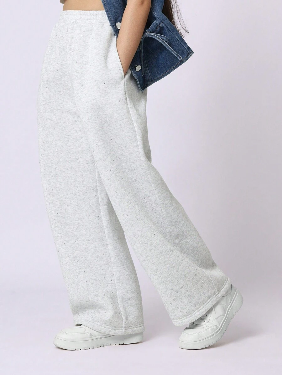 SUMWON Sparkle Wide Leg Jogger Sweatpants Athletic Loungewear Comfortable Casual Pants Weekend Athleisure Fall Winter Gym Exercise Dance