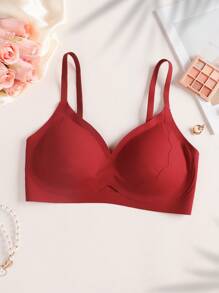1pc Women Seamless Wireless Bra, Valentine's Day - Red - View 7
