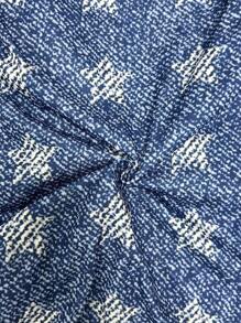 Men's Casual Star Print Drawstring Waist Pants, Jeans-Look - Blue - View 3