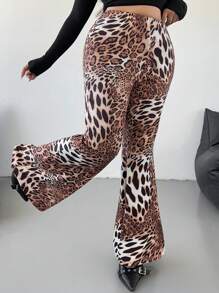 Flirla Schlaghosen mit Leopardenprint, Große Größen im Street-Style - Braun - Übersicht 3