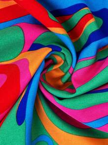 SHEIN Clasi Women's Dropped Shoulder Geometric Loose Shirt, Valentine's Day - Multicolor - View 6