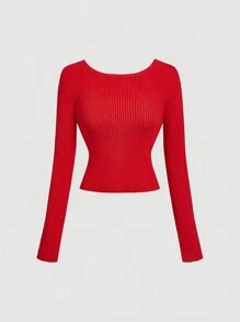 SHEIN MOD Elegant Red Bow Knitted Sweater For Women New Years Women Outfit Valentine's Day