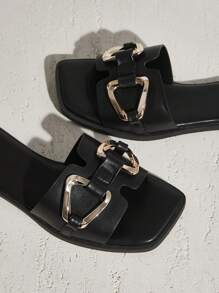 SHUZIA Women's Fashionable And Versatile Flat Sandals - Black - View 7