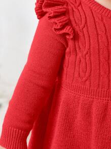 SHEIN Vestido de suéter de manga larga con volantes, niña pequeña, otoño/invierno