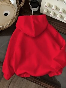 SHEIN EZwear Casual Minimalist Leopard Print English New York Graphic Hoodie Sweatshirt, Loose Fit Thick Women Pullover For Autumn/Winter Back To School Fall And Winter Clothing