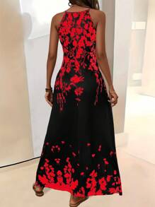 SHEIN Clasi Váy mini họa tiết hoa nhiệt đới dây mảnh gợi cảm dành cho nữ - màu đen - Xem 2