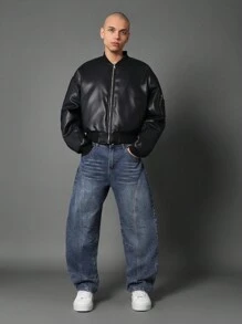 SUMWON 宽松阔腿牛仔裤，高腰宽松街头滑板风格，复古时尚舒适裤，嘻哈都市设计