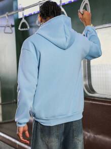 PAVTROS Sudadera con capucha con estampado de carta de amor del Día de San Valentín Manfinity Streetrush, tops para hombres, Día de San Valentín - Celeste - Ver 2