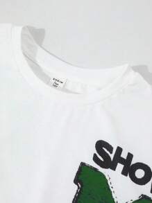 SHEIN 2 Teiliges Set lose sitzender Lässig Rundhals Muster Kurzarm T-Shirt & Hose für Teenager; Frühlingsbekleidung; Teenager Jungen Kleidung; Teenager Jungen Jacken, Frühling Schulanfang - Verschiedenfarbig - Übersicht 7