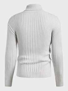 Manfinity VCAY Men's Turtle Neck Tight Fit Casual Knitted Sweater - White - View 2