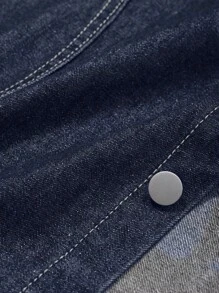 FRIFUL Women's Front Button Long Sleeve Pocket Simple Casual Jean Dress - Black - View 8