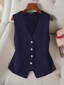 CosyJoli Plus Size Women's Summer And Autumn Fall Women Clothes New Fashion Casual Elegant Commuter Work Back To School Clothes Old Money Style Teacher Outfits Business Women Clothes 4th Of July Clothes Casual Women Dresses White Vest Suit Winter - Navy Blue - View 1