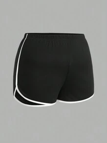 SHEIN EZwear 3 件大码休闲撞色饰边设计短裤 - 彩色 - 查看 3