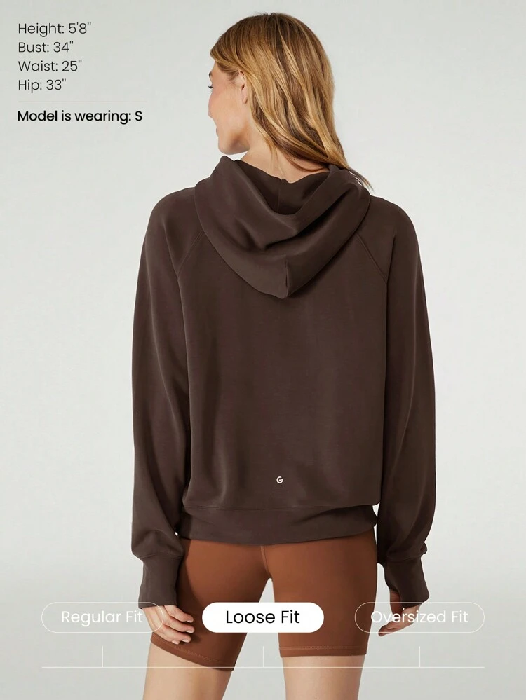 Modal Silk Touch Oversized Long Sleeve Half-Zip Hoodie  Spring Summer