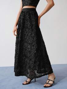 MOTF STUDIO Falda larga acampanada con aplicaciones - Negro - Ver 6