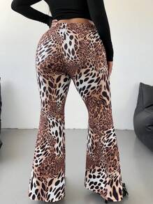 Flirla Schlaghosen mit Leopardenprint, Große Größen im Street-Style - Braun - Übersicht 2