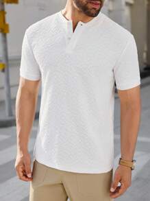 Manfinity VCAY Men's Patterned Knitted Slim Fit Casual Polo Shirt, Suitable For Daily Wear